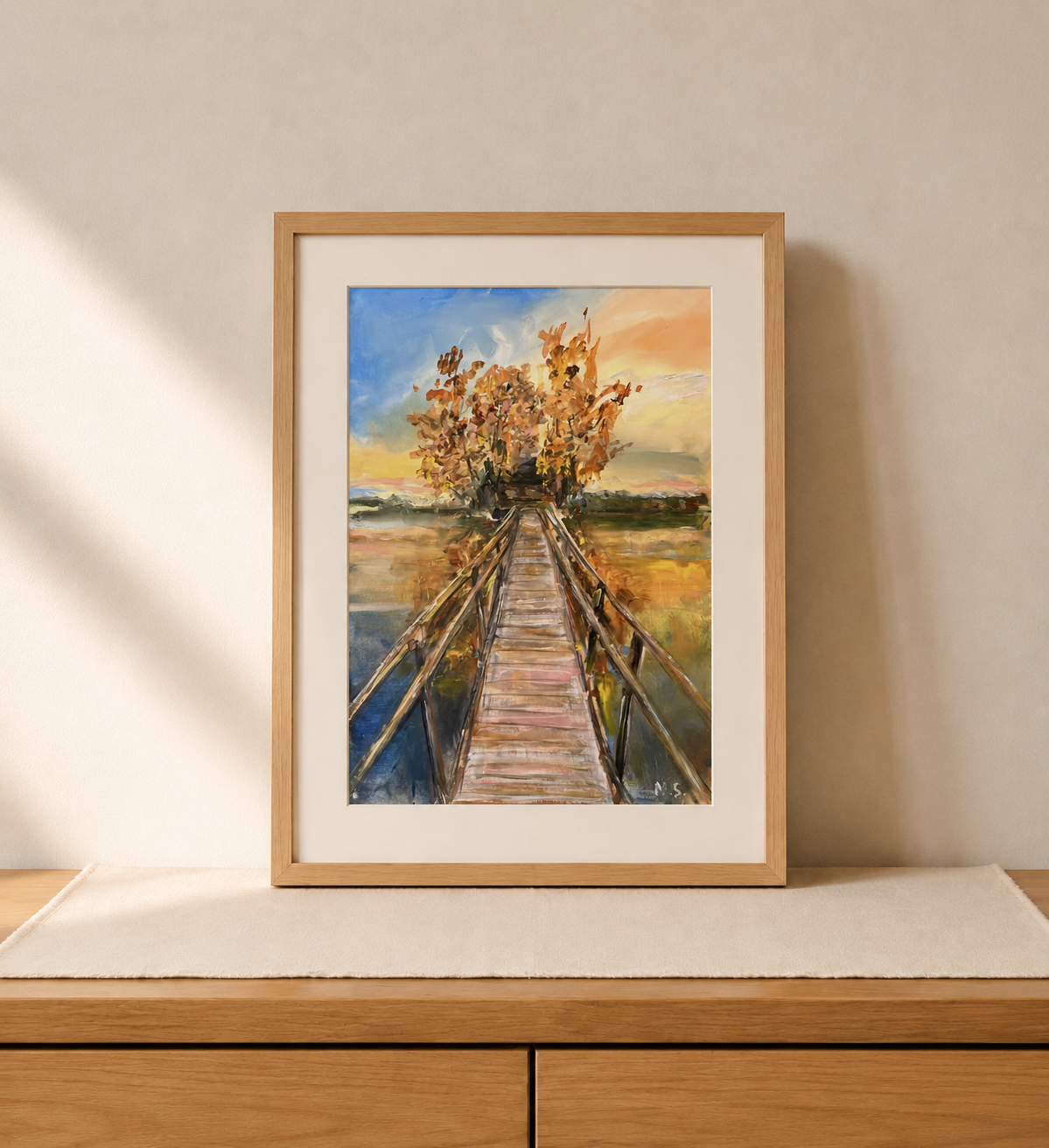 Fisherman’s House painting by Marina Stognieva visualised in an interior